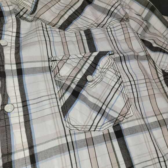 GPH Supply Co Shirt Mens XXL Plaid Western Pearl Snap Long Sleeve Brown Used - Picture 2 of 9